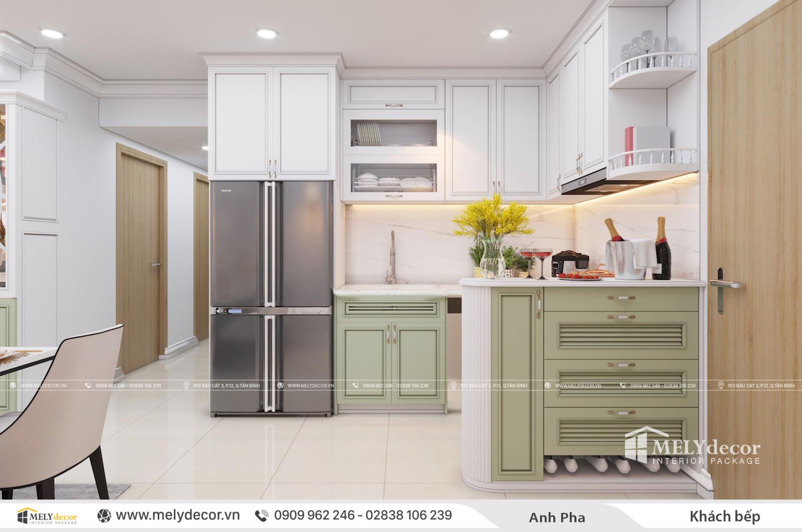 Mẫu thiết kế nội thất căn 71m2 Emerald Celadon City sang trọng trong phong cách tân cổ điển